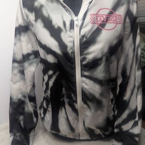 Salvage Black and White Tie-Dye Hoodie